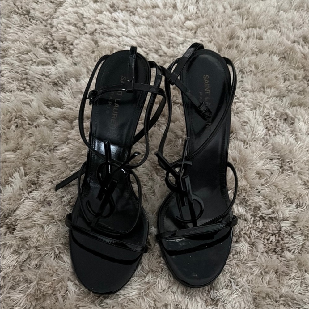 Saint Laurent Black Strappy Women's Heels